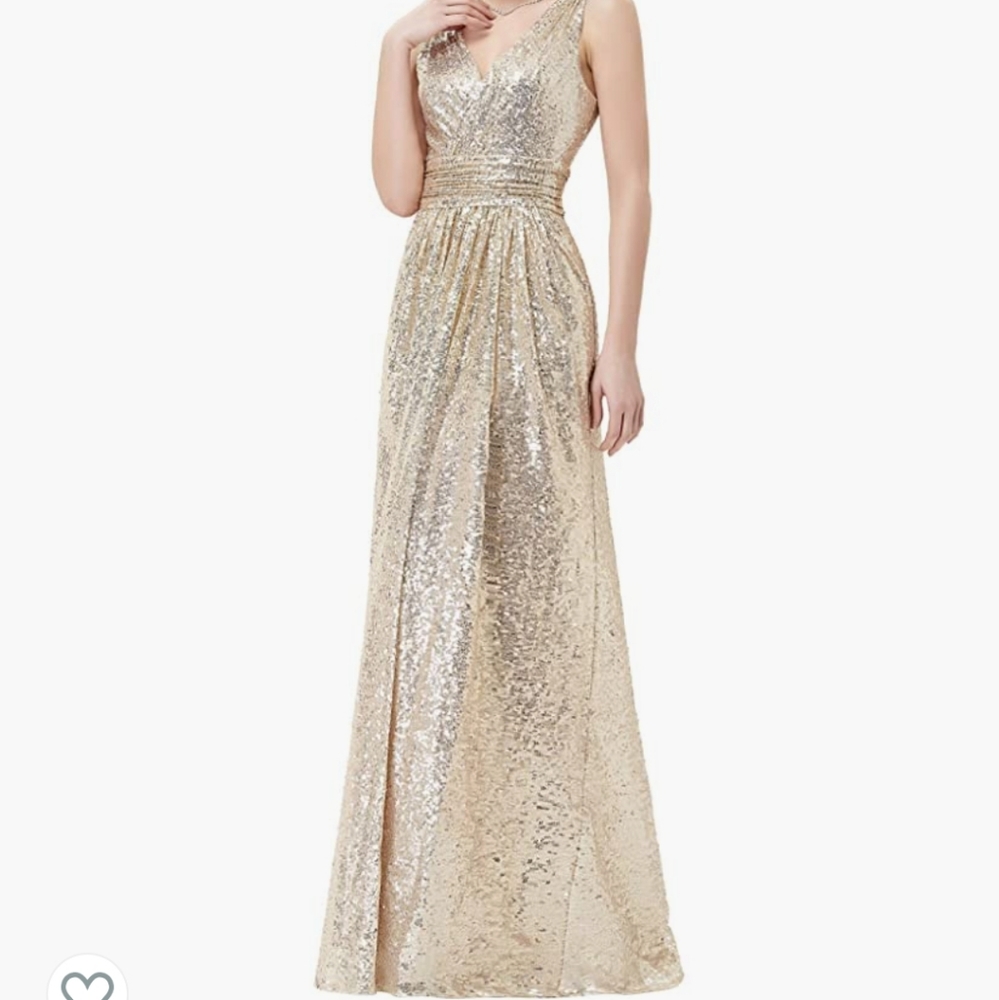 Kate Kasin Gold Glitter Gown